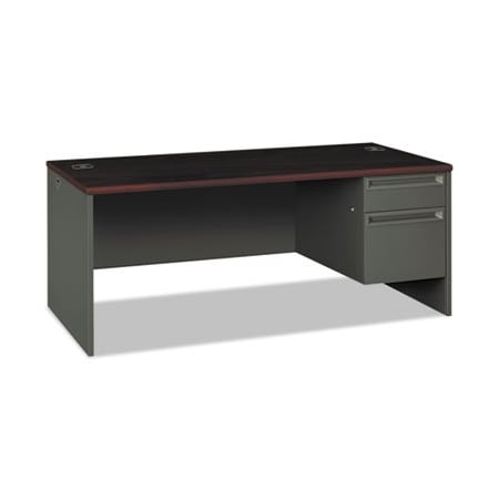Hon HON, 38000 SERIES RIGHT PEDESTAL DESK, 72W X 36D X 29.5H, MAHOGANY/CHARCOAL 38293RNS